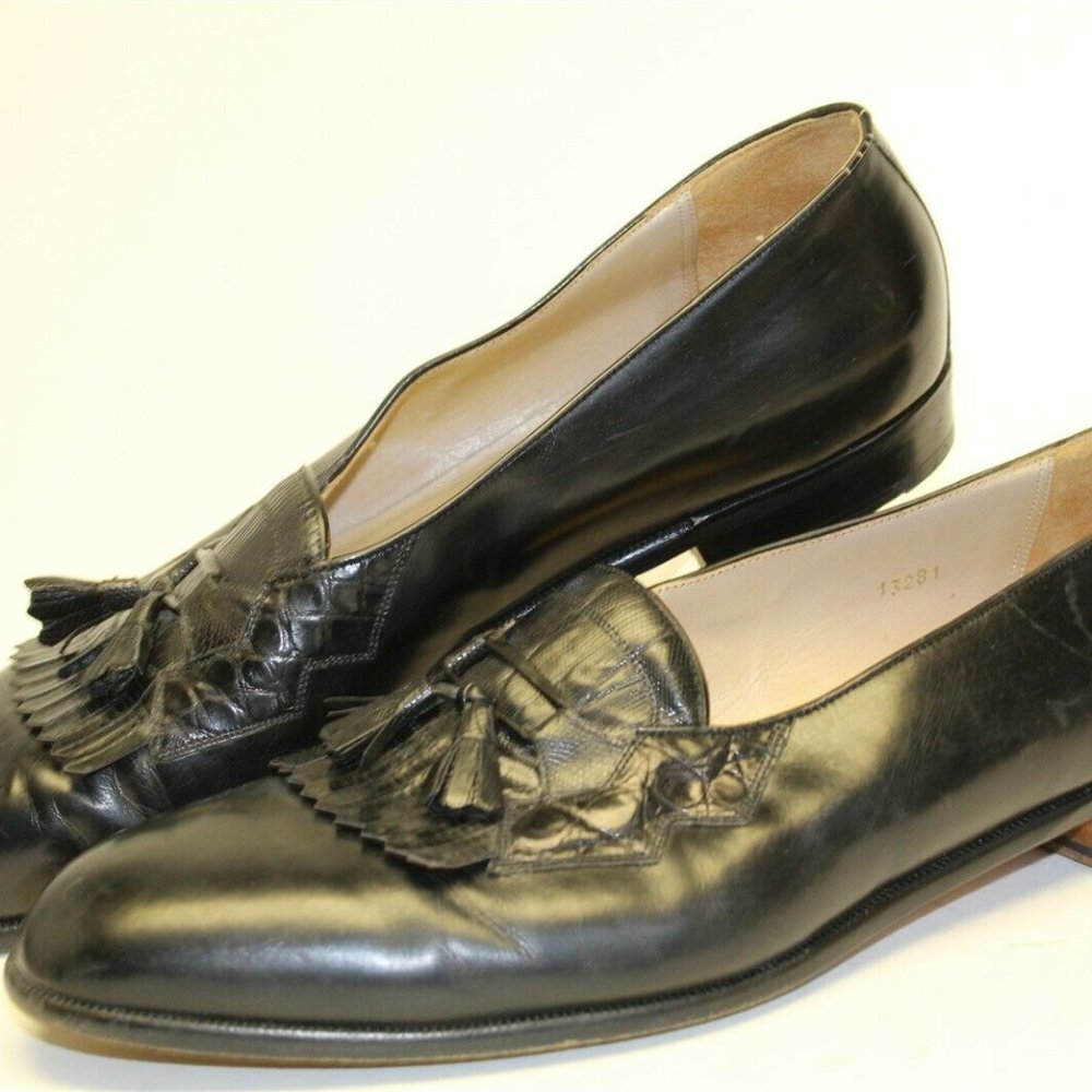 vtg Leather Dress tassel loafers 14